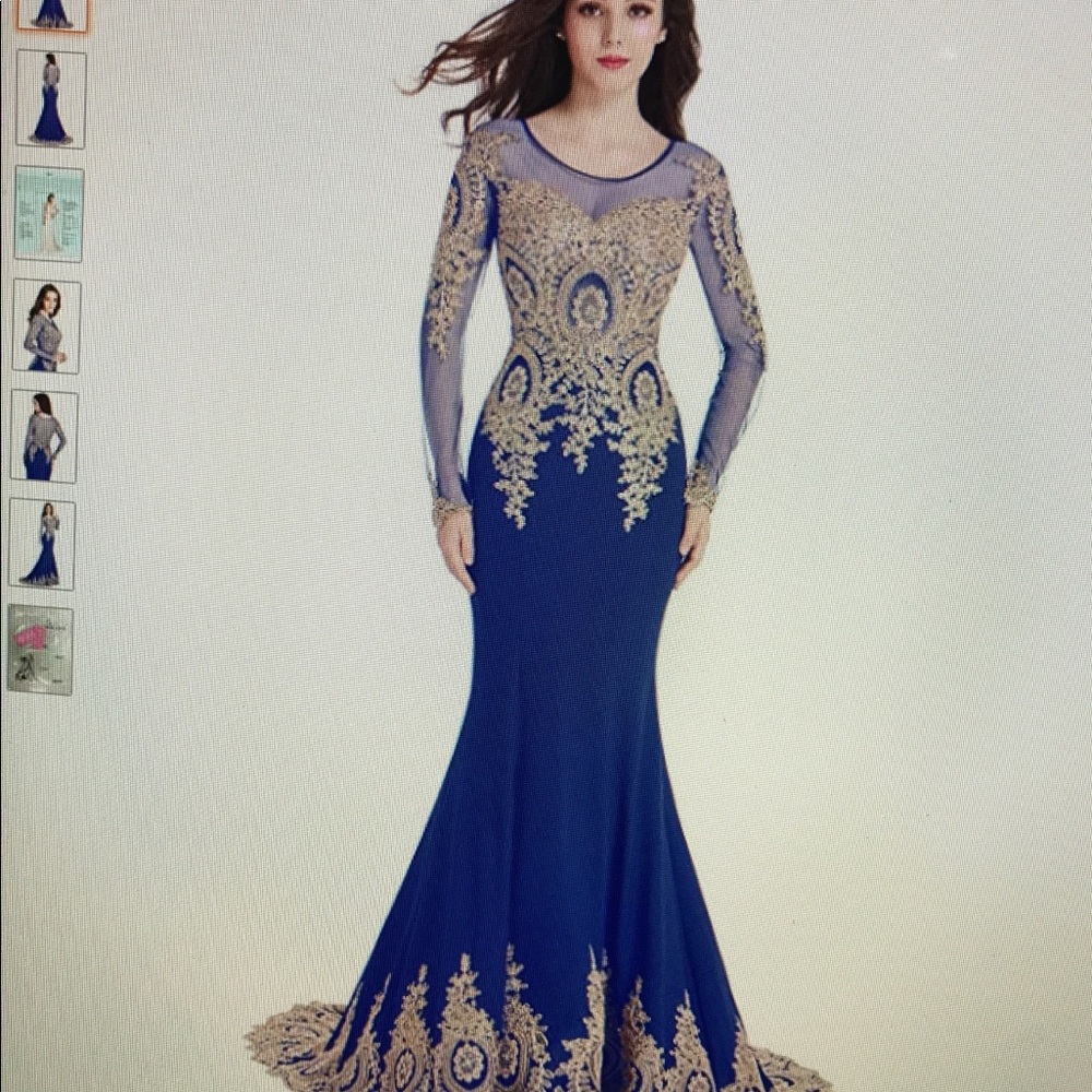 Blue long evening gown